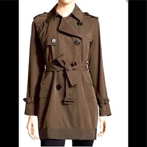 MONCLER Olive Green DELMAS Pleated Double Breasted TRENCH